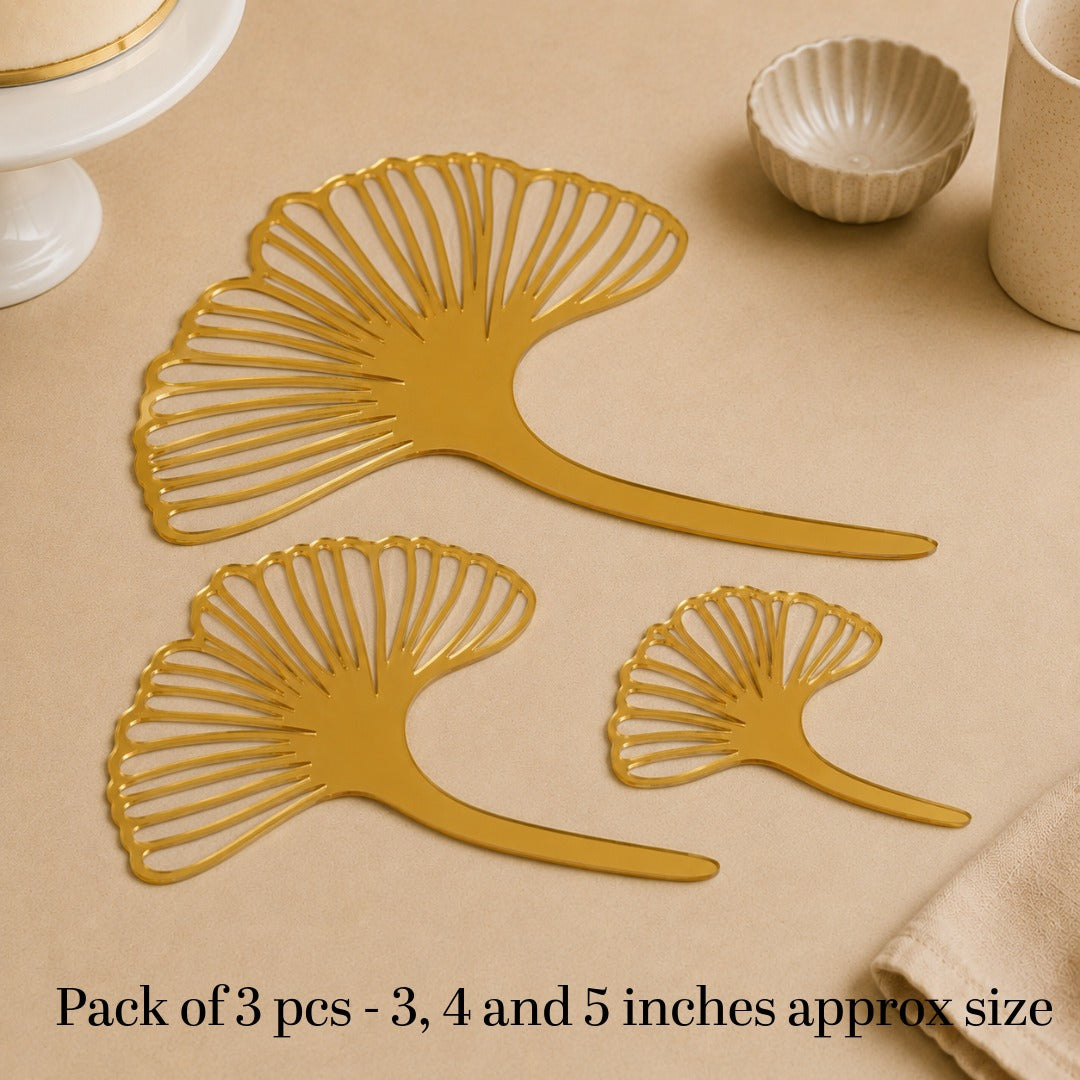 Acrylic Ginkgo Leaves Cake Toppers Set | 3-Piece Pack | Cake & Dessert Decoration