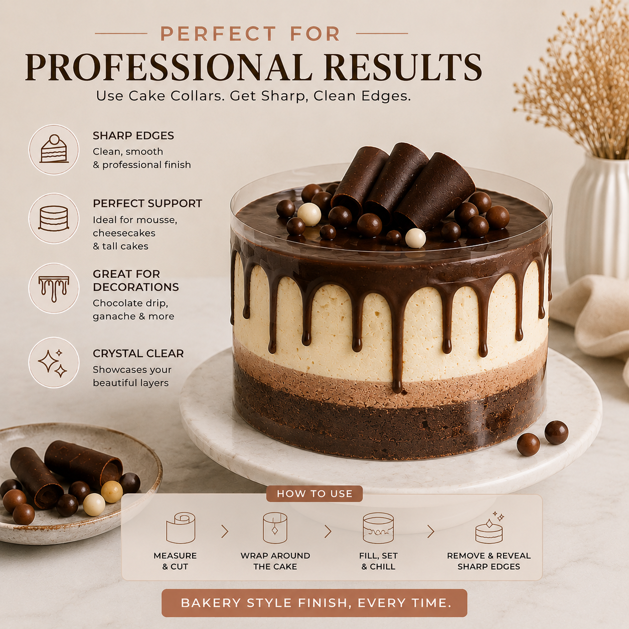 Cake Collar Roll for Mousse Cakes, Cheesecakes & Sharp Cake Edges | Thick Clear Acetate Wrap