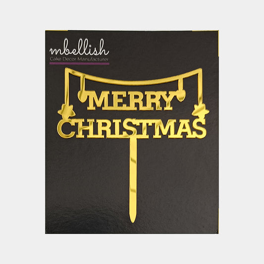 Merry Christmas Acrylic Cake Topper, Size - Small, Pack of 10, SKU-11503