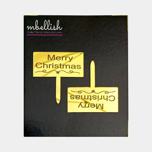 Merry Christmas Acrylic Cake Topper, Size - Small, Pack of 20, SKU-11509