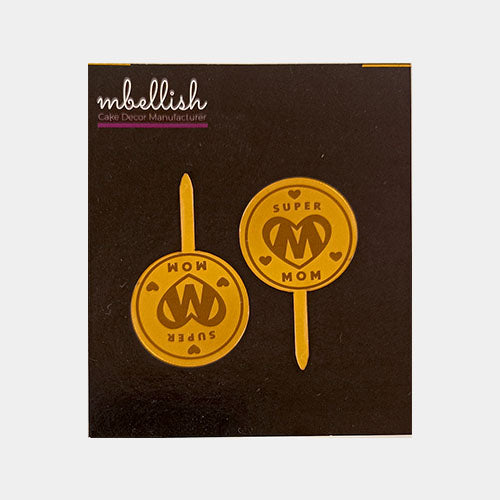 Super Mom Acrylic Cake Topper, Size - Small, Pack of 20, SKU-11561