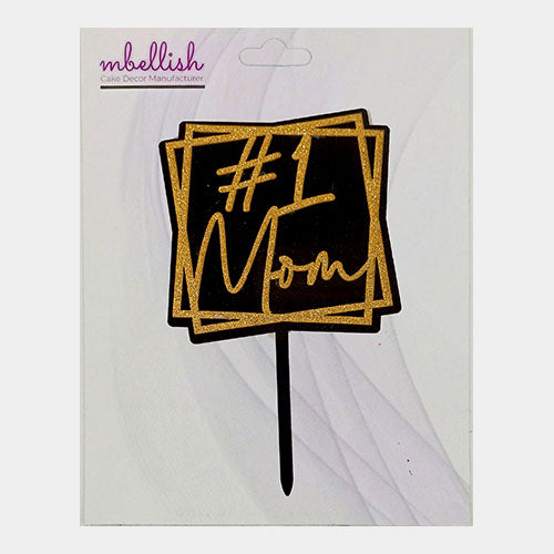 #1 Mom Acrylic Cake Topper Premium Double Layer, Size - Medium, pack of 1, Sku-11580