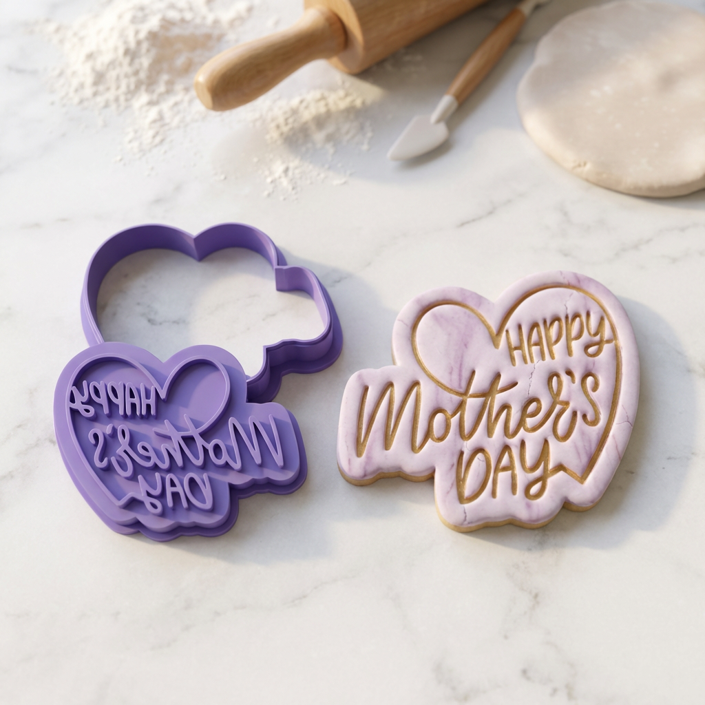 Mother's Day Cookie Cutter & Stamp Set | Fondant, Biscuit & Cookie Decorating Tool - SKU 11587
