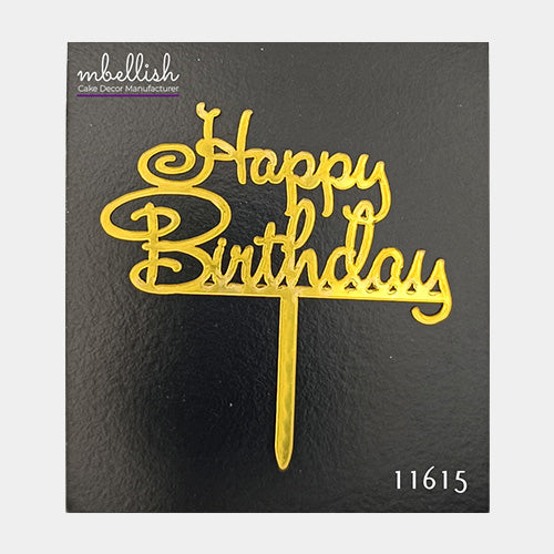 Happy Birthday Acrylic Cake Topper, Small Size (3 inches), Pack of 10. SKU-11615