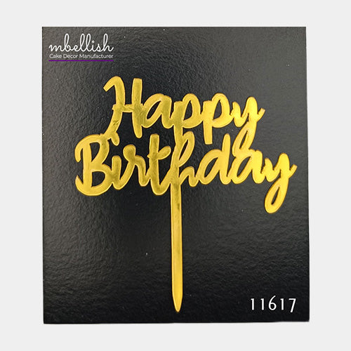 Happy Birthday Acrylic Cake Topper, Small Size (3 inches), Pack of 10. SKU-11617