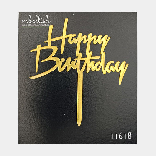 Happy Birthday Acrylic Cake Topper, Small Size (3 inches), Pack of 10. SKU-11618