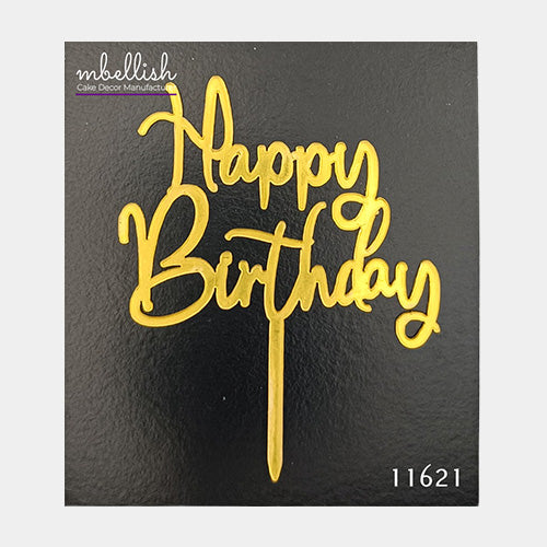 Happy Birthday Acrylic Cake Topper, Small Size (3 inches), Pack of 10. SKU-11621