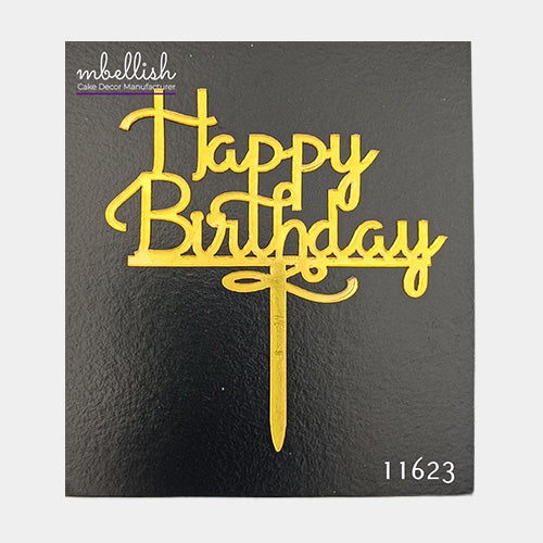 Happy Birthday Acrylic Cake Topper, Small Size (3 inches), Pack of 10. SKU-11623
