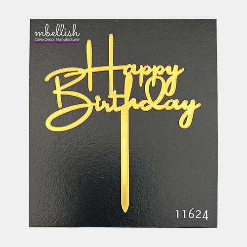 Happy Birthday Acrylic Cake Topper, Small Size (3 inches), Pack of 10. SKU-11624