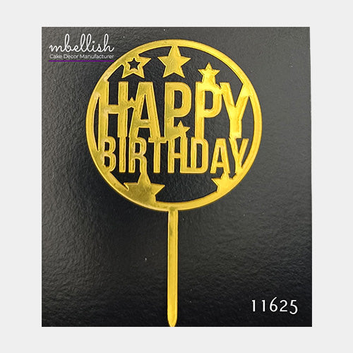 Happy Birthday Acrylic Cake Topper, Small Size (3 inches), Pack of 10. SKU-11625