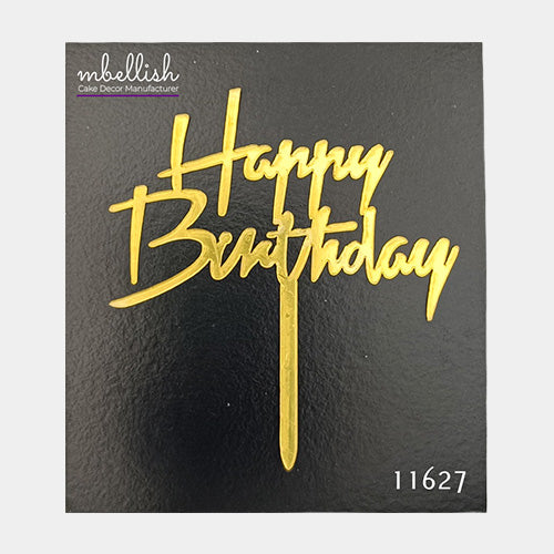 Happy Birthday Acrylic Cake Topper, Small Size (3 inches), Pack of 10. SKU-11627