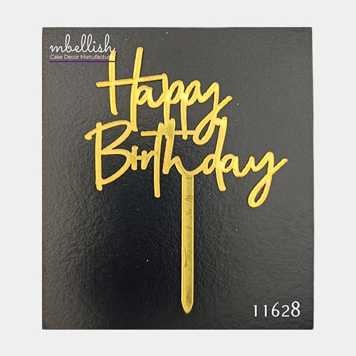 Happy Birthday Acrylic Cake Topper, Small Size (3 inches), Pack of 10. SKU-11628