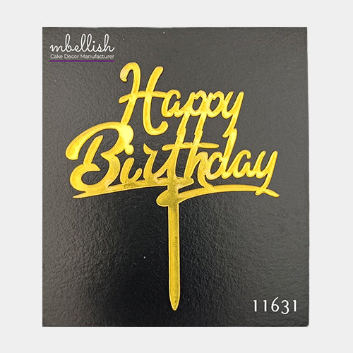 Happy Birthday Acrylic Cake Topper, Small Size (3 inches), Pack of 10. SKU-11631