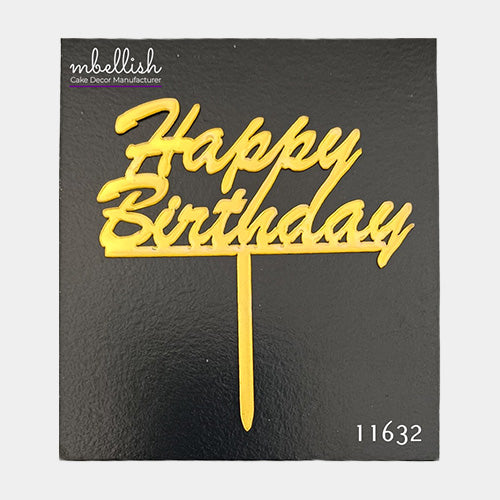 Happy Birthday Acrylic Cake Topper, Small Size (3 inches), Pack of 10. SKU-11632