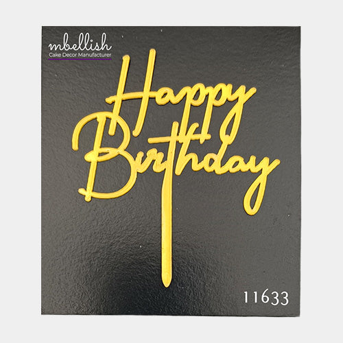 Happy Birthday Acrylic Cake Topper, Small Size (3 inches), Pack of 10. SKU-11633