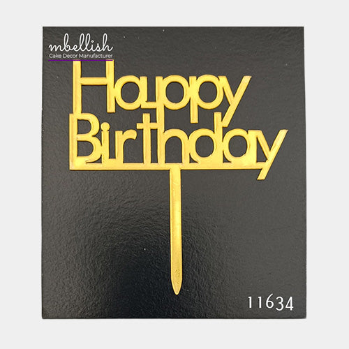 Happy Birthday Acrylic Cake Topper, Small Size (3 inches), Pack of 10. SKU-11634