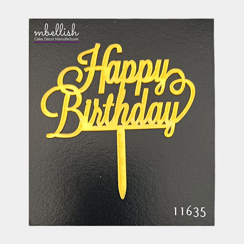 Happy Birthday Acrylic Cake Topper, Small Size (3 inches), Pack of 10. SKU-11635