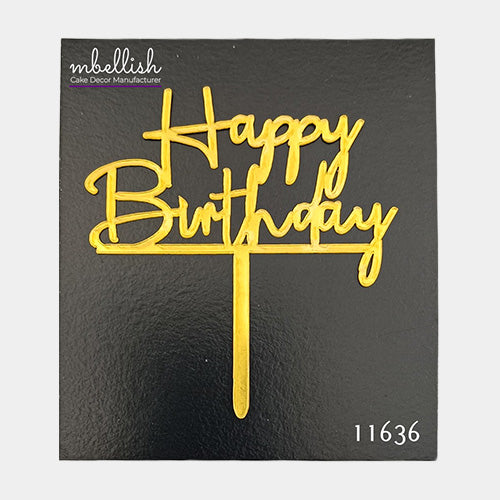 Happy Birthday Acrylic Cake Topper, Small Size (3 inches), Pack of 10. SKU-11636