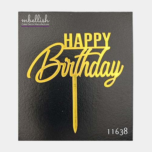 Happy Birthday Acrylic Cake Topper, Small Size (3 inches), Pack of 10. SKU-11638
