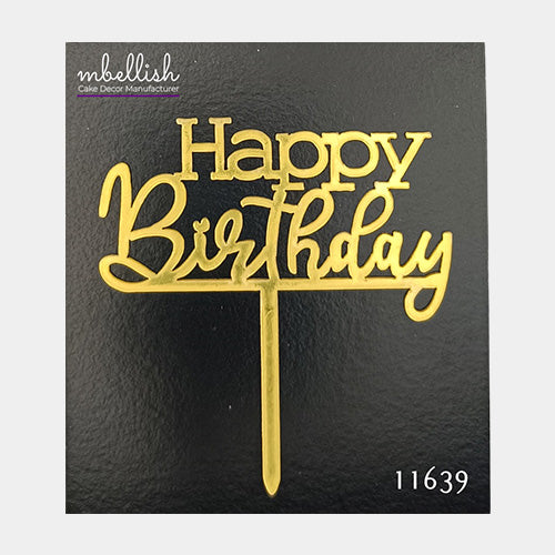 Happy Birthday Acrylic Cake Topper, Small Size (3 inches), Pack of 10. SKU-11639
