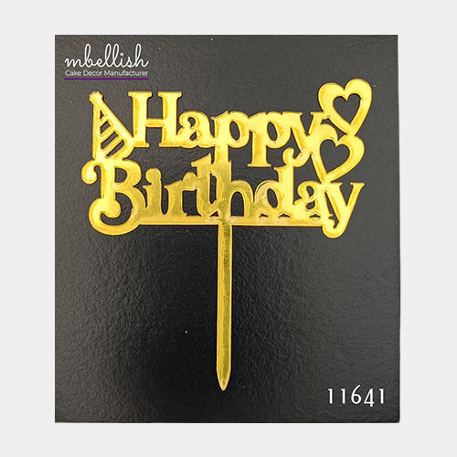 Happy Birthday Acrylic Cake Topper, Small Size (3 inches), Pack of 10. SKU-11641