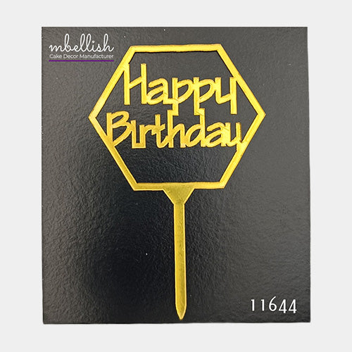Happy Birthday Acrylic Cake Topper, Small Size (3 inches), Pack of 10. SKU-11644