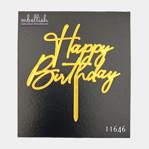 Happy Birthday Acrylic Cake Topper, Small Size (3 inches), Pack of 10. SKU-11646
