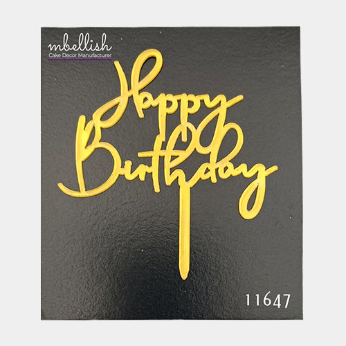 Happy Birthday Acrylic Cake Topper, Small Size (3 inches), Pack of 10. SKU-11647