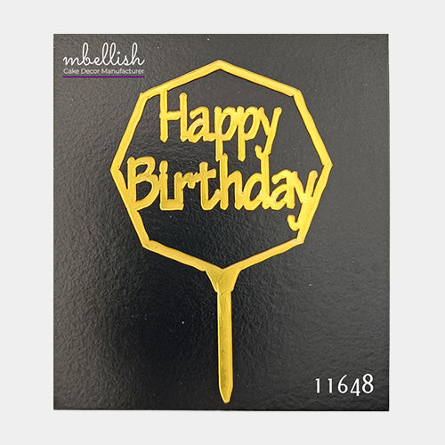 Happy Birthday Acrylic Cake Topper, Small Size (3 inches), Pack of 10. SKU-11648