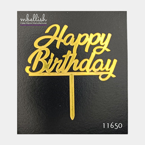 Happy Birthday Acrylic Cake Topper, Small Size (3 inches), Pack of 10. SKU-11650