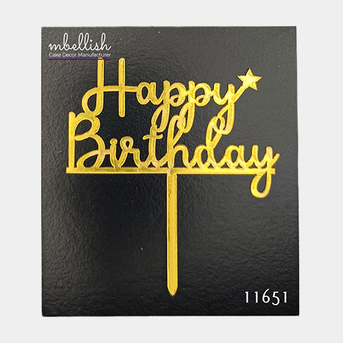 Happy Birthday Acrylic Cake Topper, Small Size (3 inches), Pack of 10. SKU-11651