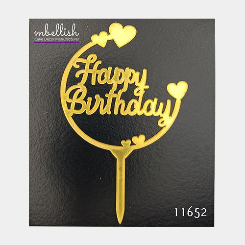 Happy Birthday Acrylic Cake Topper, Small Size (3 inches), Pack of 10. SKU-11652