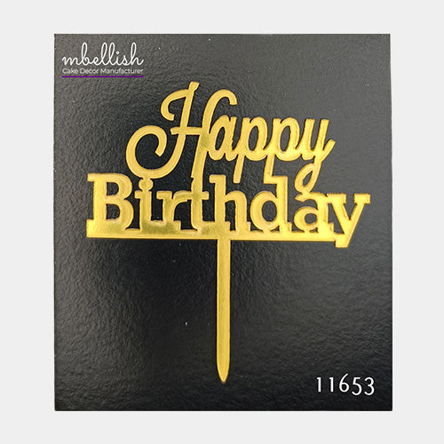 Happy Birthday Acrylic Cake Topper, Small Size (3 inches), Pack of 10. SKU-11653
