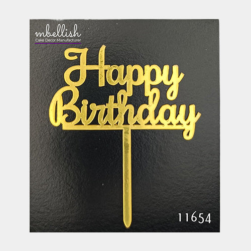 Happy Birthday Acrylic Cake Topper, Small Size (3 inches), Pack of 10. SKU-11654