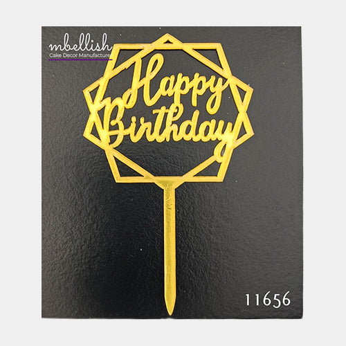 Happy Birthday Acrylic Cake Topper, Small Size (3 inches), Pack of 10. SKU-11656