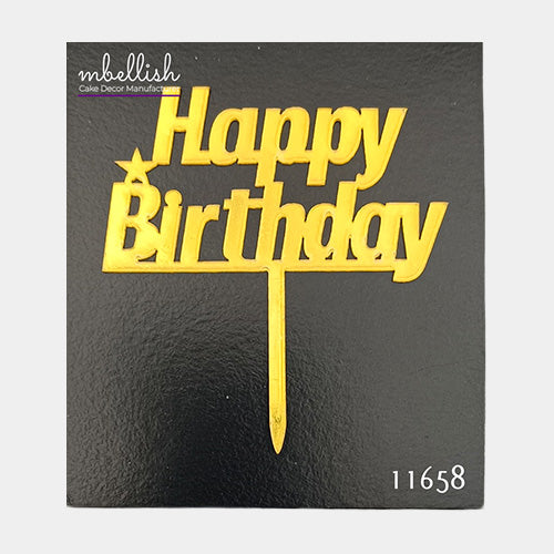 Happy Birthday Acrylic Cake Topper, Small Size (3 inches), Pack of 10. SKU-11658