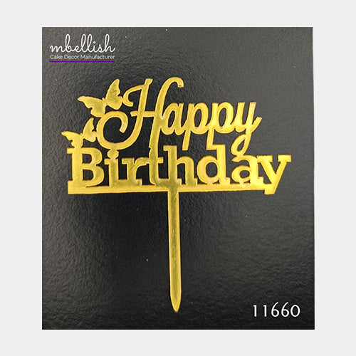 Happy Birthday Acrylic Cake Topper, Small Size (3 inches), Pack of 10. SKU-11660