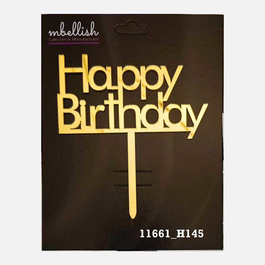 Happy Birthday Premium Acrylic Cake Topper, Medium Size (4 inches), Pack of 1. SKU-11661