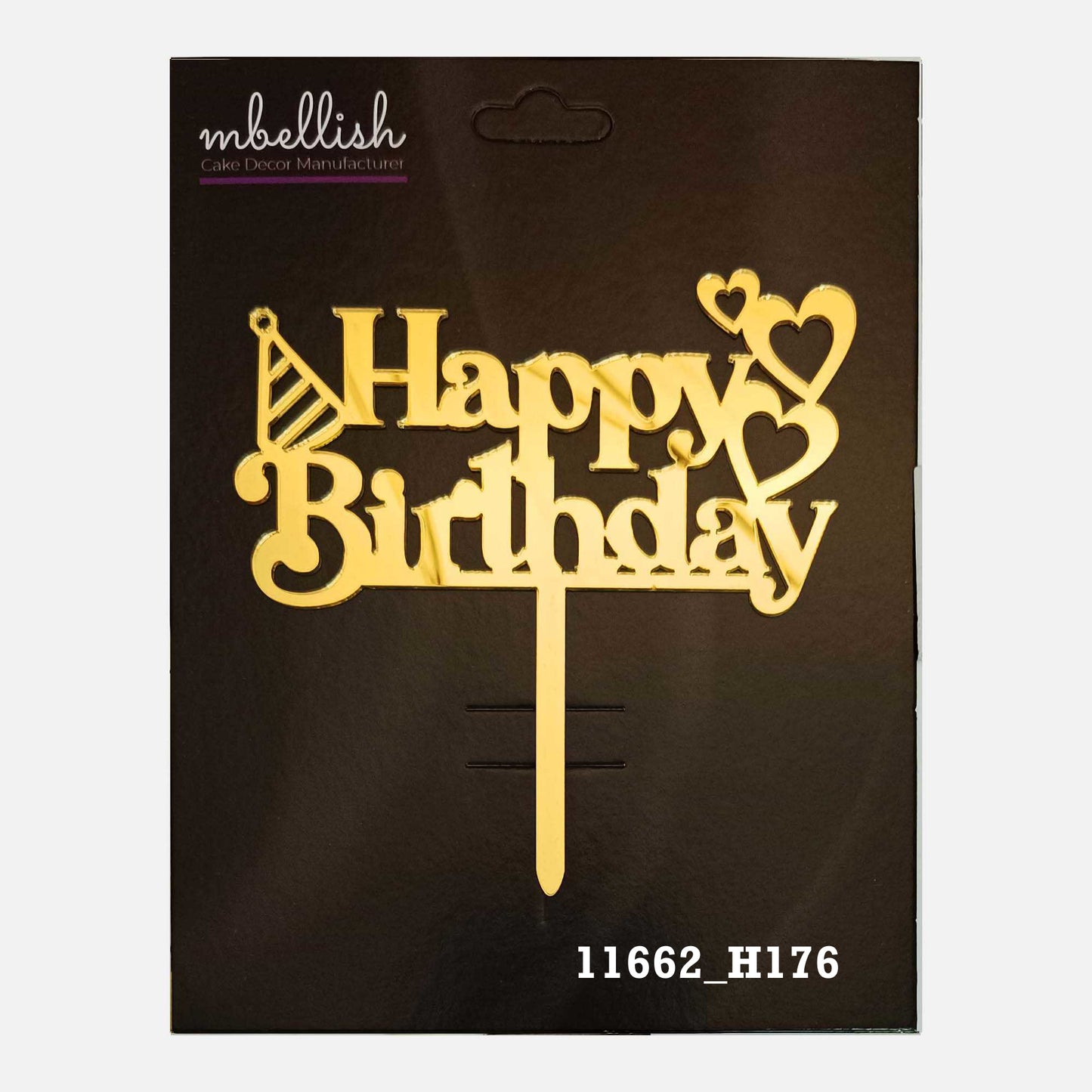 Happy Birthday Premium Acrylic Cake Topper, Medium Size (4 inches), Pack of 1. SKU-11662