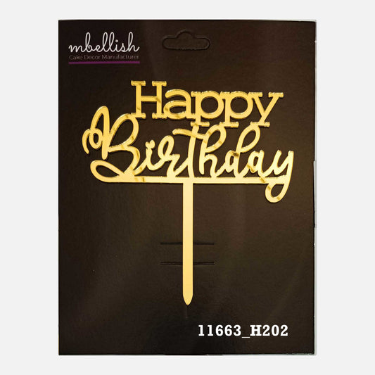 Happy Birthday Premium Acrylic Cake Topper, Medium Size (4 inches), Pack of 1. SKU-11663