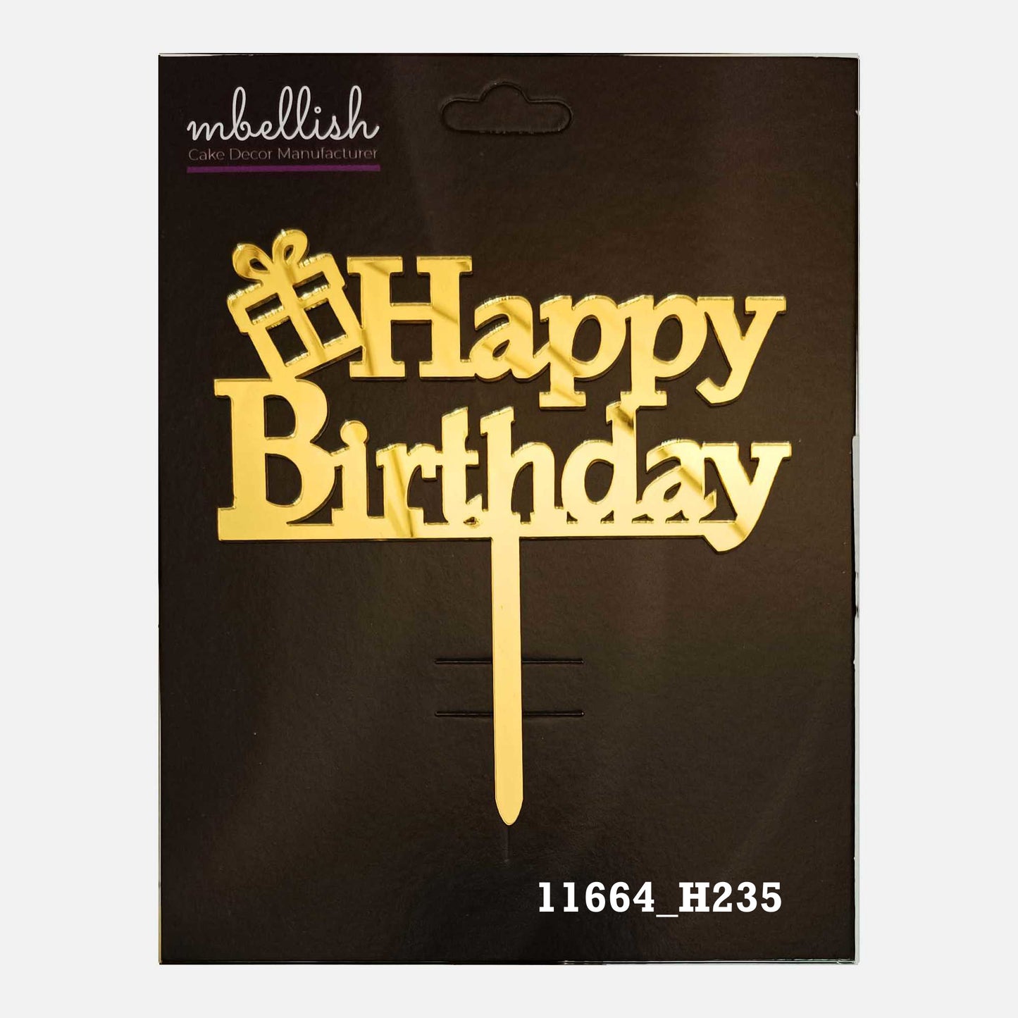Happy Birthday Premium Acrylic Cake Topper, Medium Size (4 inches), Pack of 1. SKU-11664