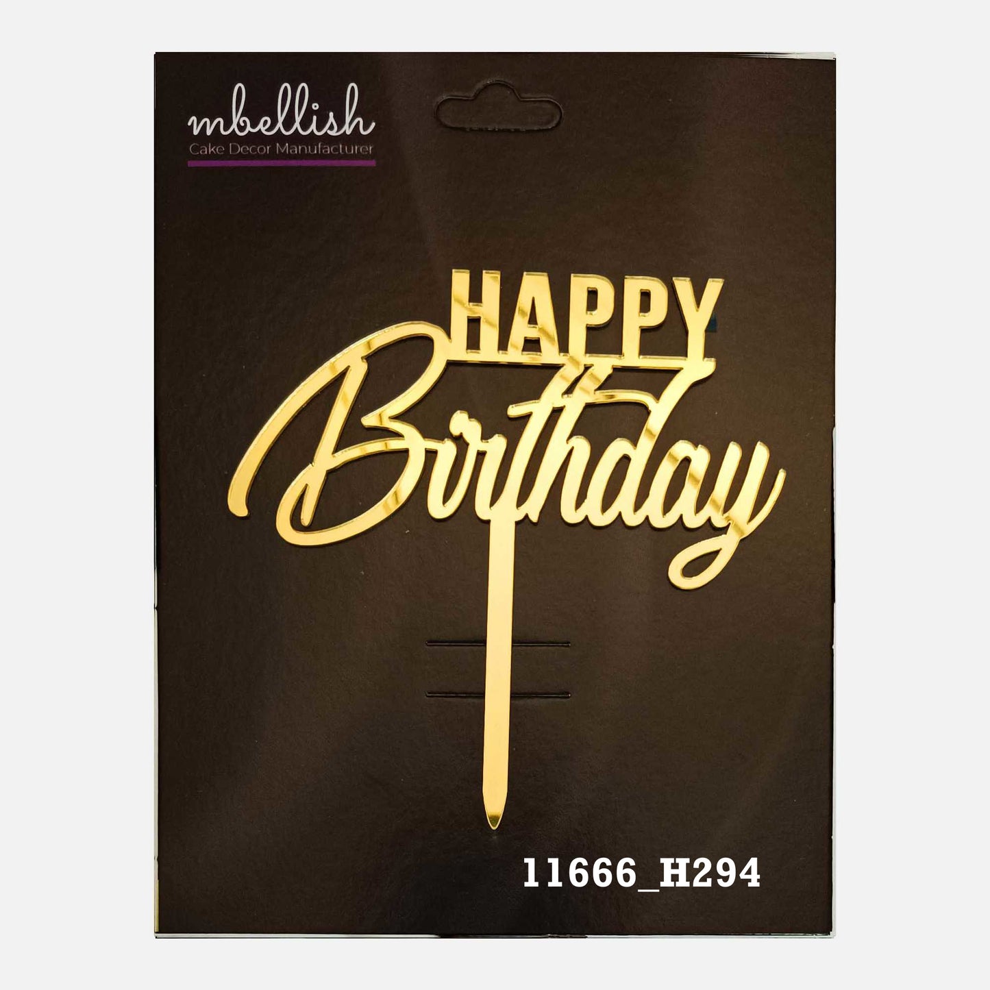 Happy Birthday Premium Acrylic Cake Topper, Medium Size (4 inches), Pack of 1. SKU-11666