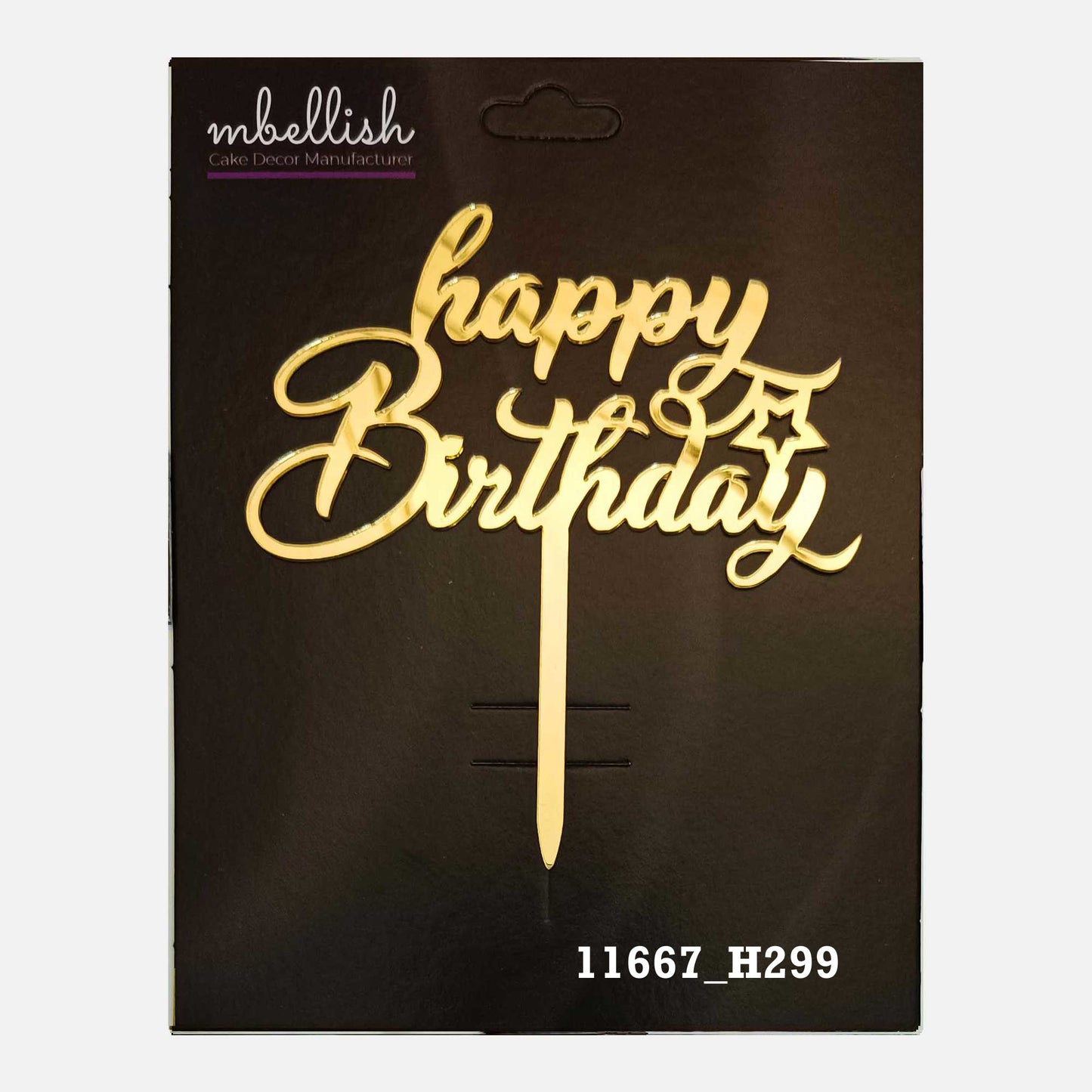 Happy Birthday Premium Acrylic Cake Topper, Medium Size (4 inches), Pack of 1. SKU-11667