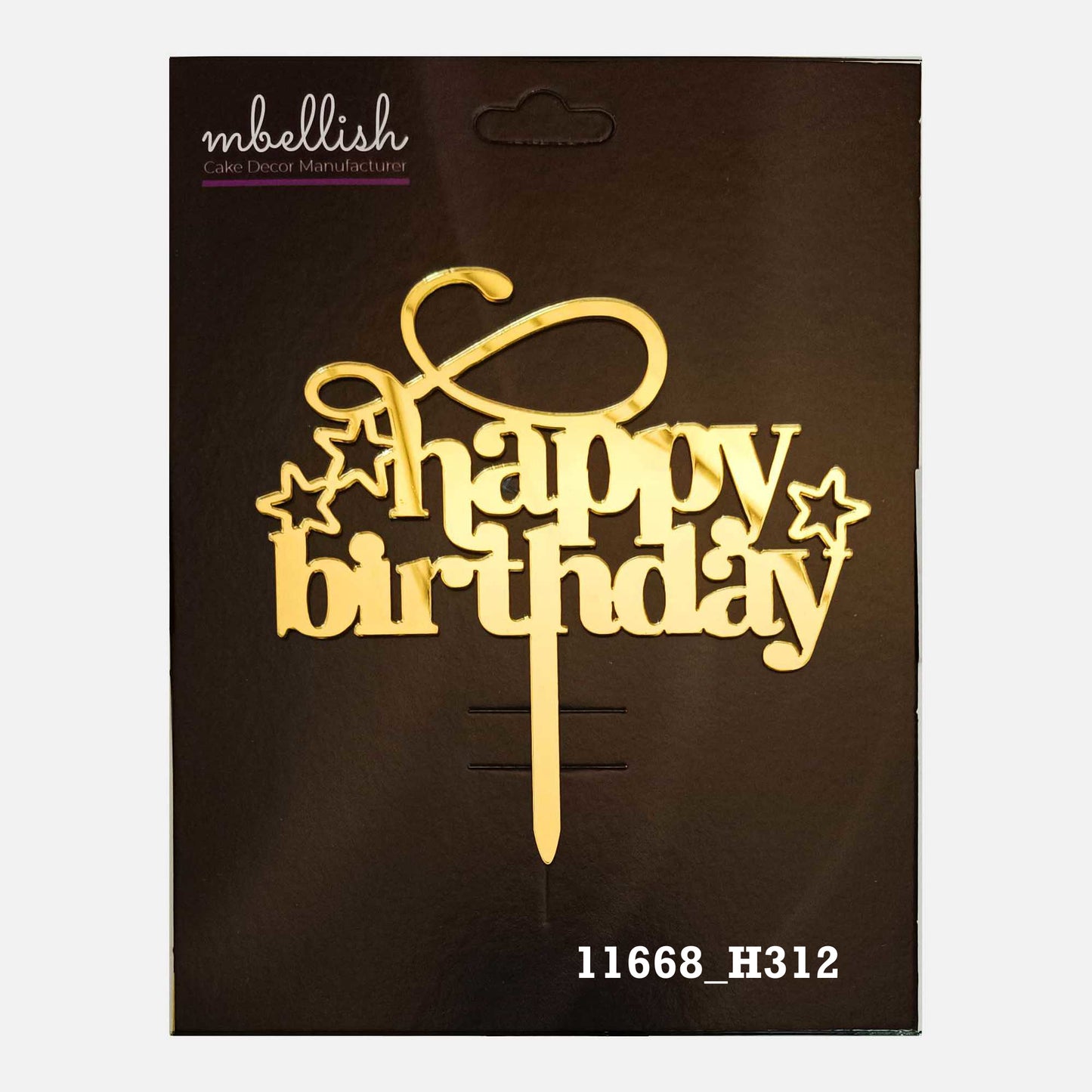 Happy Birthday Premium Acrylic Cake Topper, Medium Size (4 inches), Pack of 1. SKU-11668