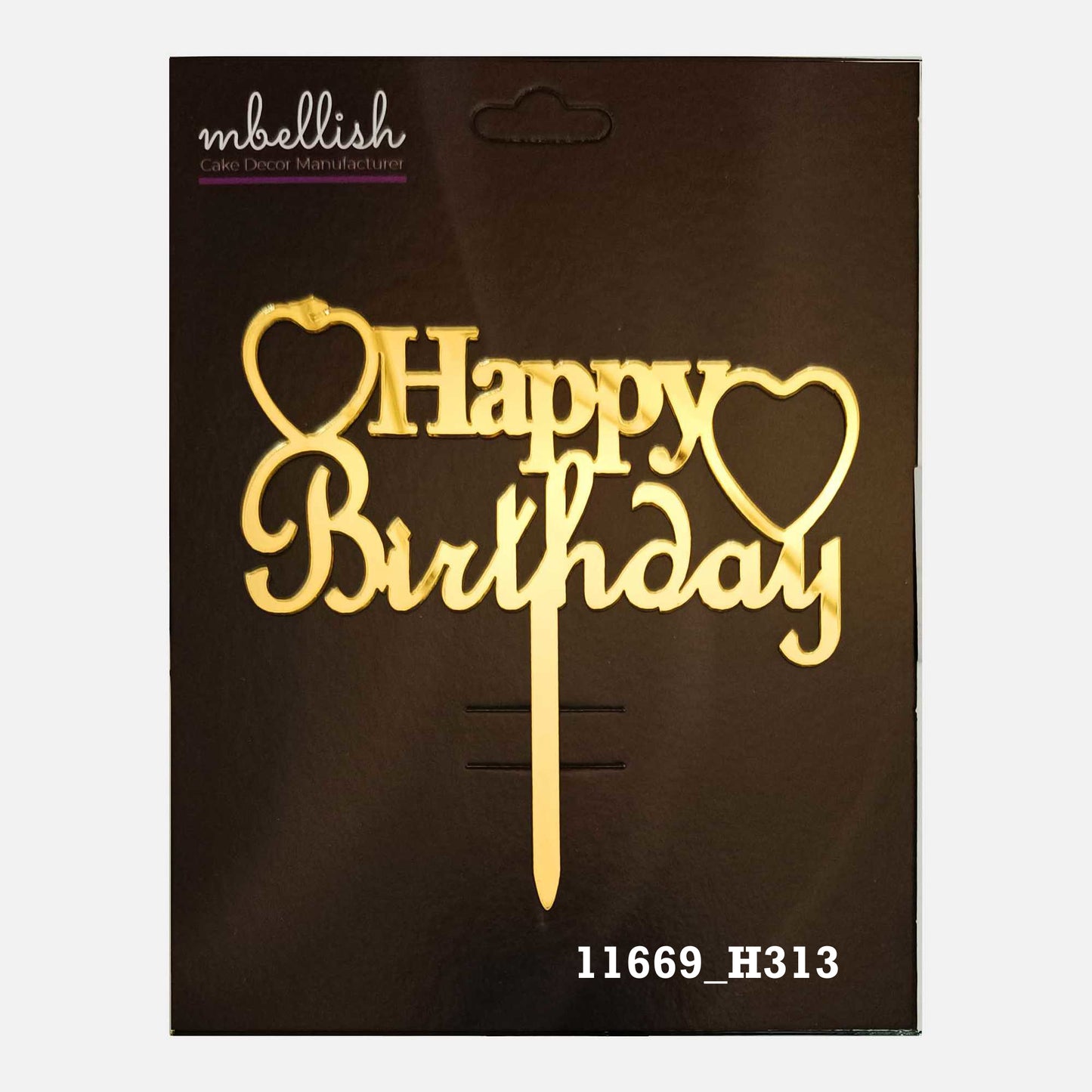 Happy Birthday Premium Acrylic Cake Topper, Medium Size (4 inches), Pack of 1. SKU-11669