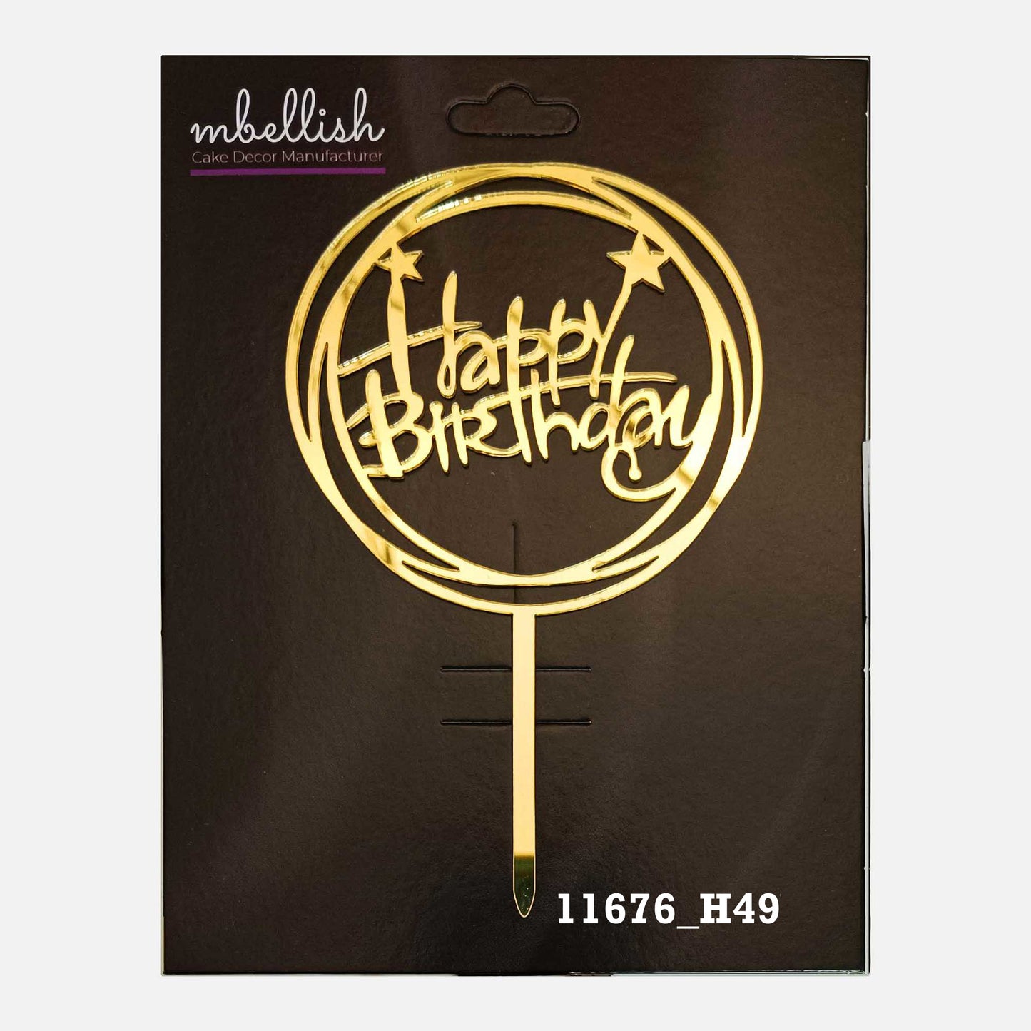 Happy Birthday Premium Acrylic Cake Topper, Medium Size (4 inches), Pack of 1. SKU-11676