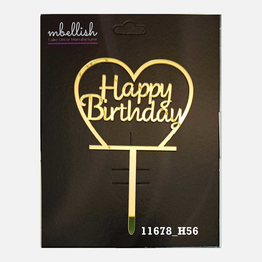 Happy Birthday Premium Acrylic Cake Topper, Medium Size (4 inches), Pack of 1. SKU-11678