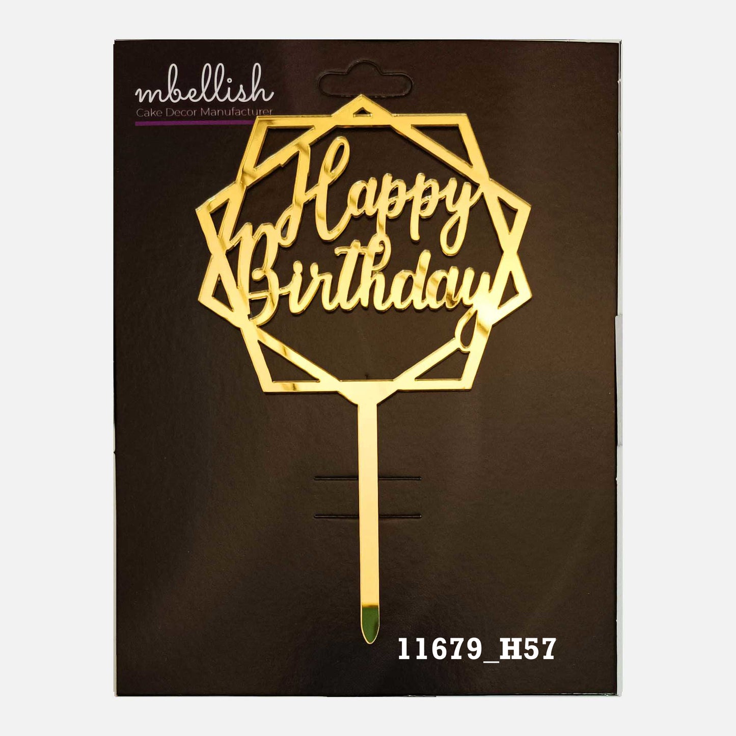 Happy Birthday Premium Acrylic Cake Topper, Medium Size (4 inches), Pack of 1. SKU-11679