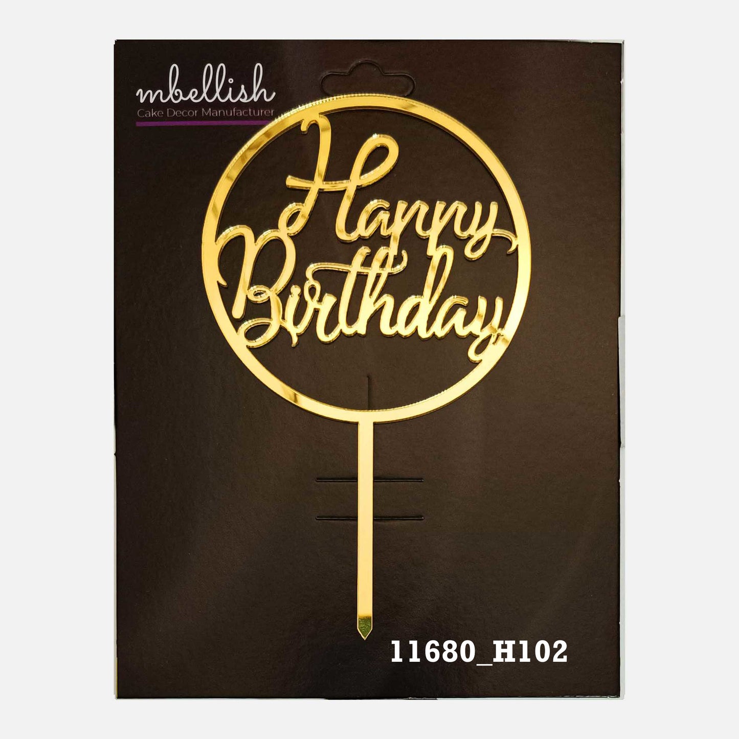 Happy Birthday Premium Acrylic Cake Topper, Medium Size (4 inches), Pack of 1. SKU-11680