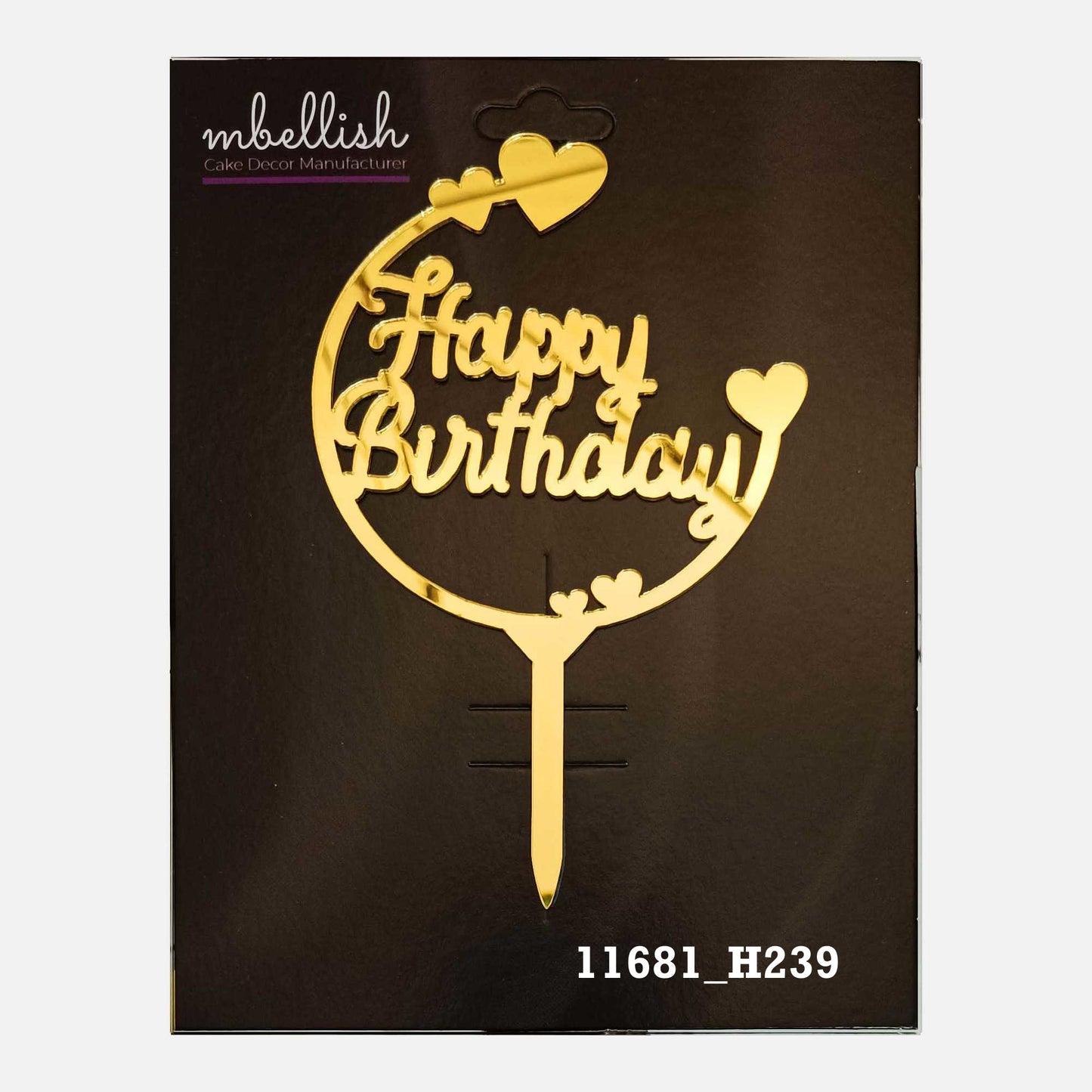 Happy Birthday Premium Acrylic Cake Topper, Medium Size (4 inches), Pack of 1. SKU-11681